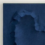 Sapphire blue felt takes the shape of a biomorphic form in this contemplative wall sculpture by fabric artist Chung-Im Kim. Image 7