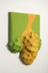 This sculptural wall hanging is inspired by nature and made from textiles by a Canadian artist. Image 3