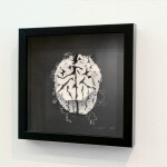 Off-white felt is delicately marbled with charcoal silkscreen lines in this playful relief by Chung-Im Kim. Image 6