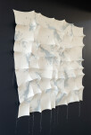 This contemporary white and blue-gray tapestry was hand-sewn by Canadian fabric artist Chung-Im Kim. Image 2