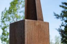 This contemporary outdoor sculpture was forged from steel by a Quebec artist. Image 2