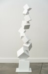 This contemporary indoor sculpture’s geometric steel form is coated in bright white. Image 2