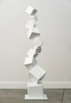 This contemporary indoor sculpture’s geometric steel form is coated in bright white. Image 7