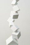 This contemporary indoor sculpture’s geometric steel form is coated in bright white. Image 3