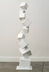 This contemporary indoor sculpture’s geometric steel form is coated in bright white. Image 6