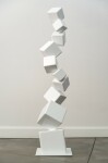 This contemporary indoor sculpture’s geometric steel form is coated in bright white. Image 8