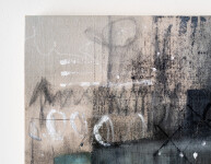 This contemporary acrylic abstract painting is rendered in black, gray and white. Image 8
