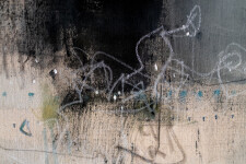 This contemporary acrylic abstract painting is rendered in black, gray and white. Image 7