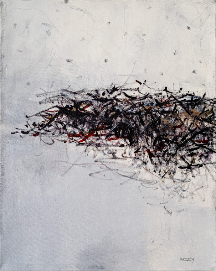 This contemporary abstract acrylic painting is inspired by nature.