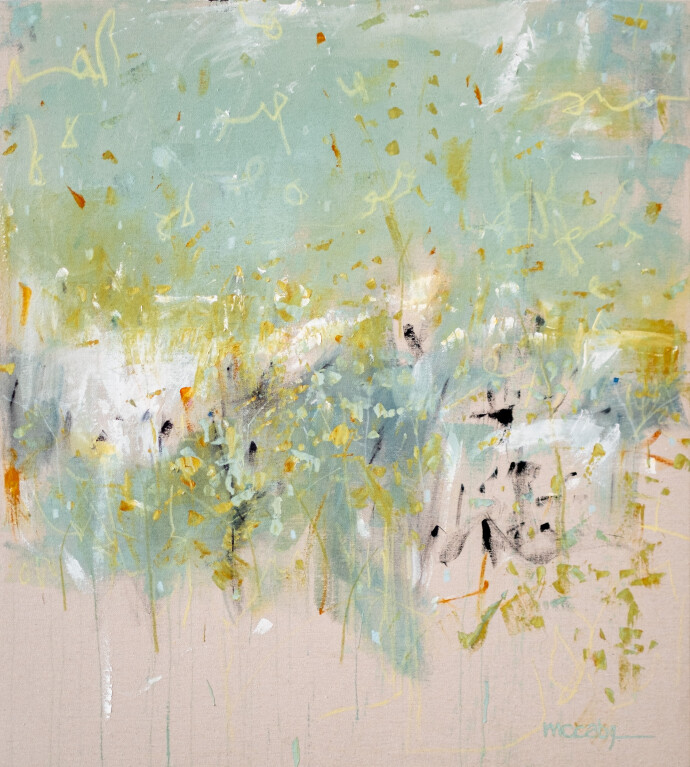 This contemporary acrylic abstract painting was inspired by nature.