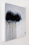 This contemporary acrylic painting of a storm cloud is in black and white. Image 3