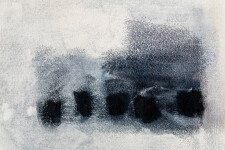 This contemporary acrylic abstract painting is rendered in black, white and gray. Image 6