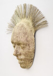 This contemporary sculpture is a mask forged from air craft cable and then carefully gilded with gold leaf. Image 4