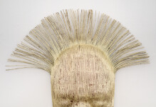 This contemporary sculpture is a mask forged from air craft cable and then carefully gilded with gold leaf. Image 7
