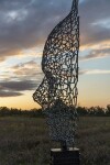 A human face emerges from the intricately designed stainless steel mesh of this intriguing sculpture. Image 8