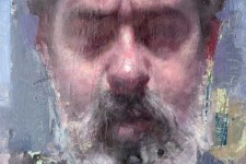 In a closely cropped self-portrait, with snowy beard and hair awry, Dan Hughes explores the theme of observational realism. Image 4