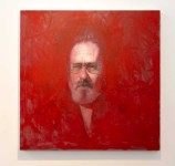 In this haunting self-portrait by Canadian realist Dan Hughes, the artist’s face seems to emerge from a rich red background. Image 2