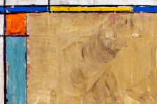 This contemporary abstract oil painting in yellow is one of David Sorensen’s Mondrian series. Image 4