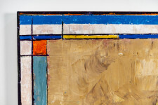 This contemporary abstract oil painting in yellow is one of David Sorensen’s Mondrian series. Image 6