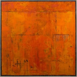 This abstract oil painting by David Sorensen explores a bright orange palette.