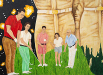 This contemporary figurative oil painting explores themes of politics and culture. Image 3