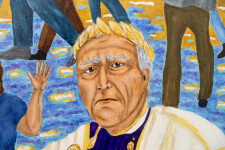 This contemporary figurative oil painting explores themes of politics and culture. Image 5