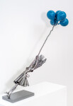 This contemporary figurative indoor sculpture of a female is hand forged from metal. Image 3