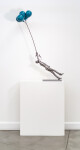 This figurative indoor sculpture of a male is hand forged in steel. Image 2
