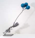 This contemporary figurative indoor sculpture of a female is hand forged from metal. Image 4