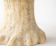 Hand carved from the richly marked cream-coloured Sienna Travertine, this contemporary tabletop sculpture of a walnut tree is by Doug Robins… Image 7