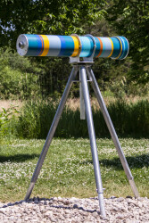 This contemporary outdoor sculpture is interactive and works like a kaleidoscope.