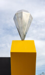 This contemporary abstract outdoor painted steel sculpture is figurative. Image 6
