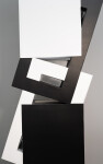 This abstract sculpture, which can also be installed outside, is painted in a striking black and white. Image 8