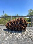 This contemporary outdoor steel sculpture of a pine cone by Floyd Elzinga is also wood-burning. Image 6