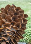 Hand forged from weathering steel Floyd Elzinga’s impressive outdoor sculpture of a pine cone is designed to house logs for a fire. Image 7