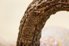 This contemporary outdoor sculpture of a pine cone made from steel is by Floyd Elzinga. Image 9