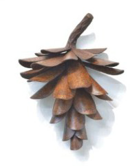 This rare contemporary wall mounted metal sculpture of a pine cone is by Floyd Elzinga.