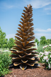 Canadian sculptor Floyd Elzinga’s pine cones have become one of his signature images and now grace many outdoor venues in Canada.