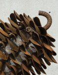Hand forged from weathering steel Floyd Elzinga’s impressive outdoor sculpture of a pine cone is designed to house logs for a fire. Image 6