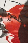 The litho begins with a blood red organic spill overlaid with two shapes in charcoal. Image 3