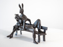 This contemporary bronze figurative tabletop sculpture featuring animals is by Gillie and Marc. Image 3