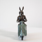 This contemporary bronze figurative tabletop sculpture featuring animals riding a Vespa is by Gillie and Marc. Image 9