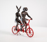 This contemporary figurative bronze tabletop sculpture featuring animals is by Gillie and Marc. Image 2