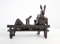 This contemporary bronze figurative tabletop sculpture featuring animals is by Gillie and Marc. Image 5