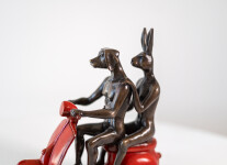 This contemporary bronze figurative tabletop sculpture featuring animals is by Gillie and Marc. Image 9