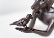 This contemporary figurative bronze tabletop sculpture featuring a dogman is by Gillie and Marc. Image 7