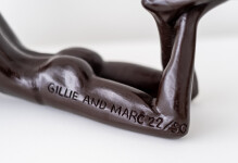This contemporary figurative bronze tabletop sculpture featuring a dogman is by Gillie and Marc. Image 5