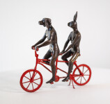 This contemporary figurative bronze tabletop sculpture featuring animals is by Gillie and Marc. Image 5