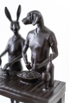 This contemporary figurative bronze tabletop sculpture featuring a hybrid dog and rabbit as chefs is by Gillie and Marc. Image 8