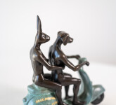 This contemporary bronze figurative tabletop sculpture featuring animals riding a Vespa is by Gillie and Marc. Image 5